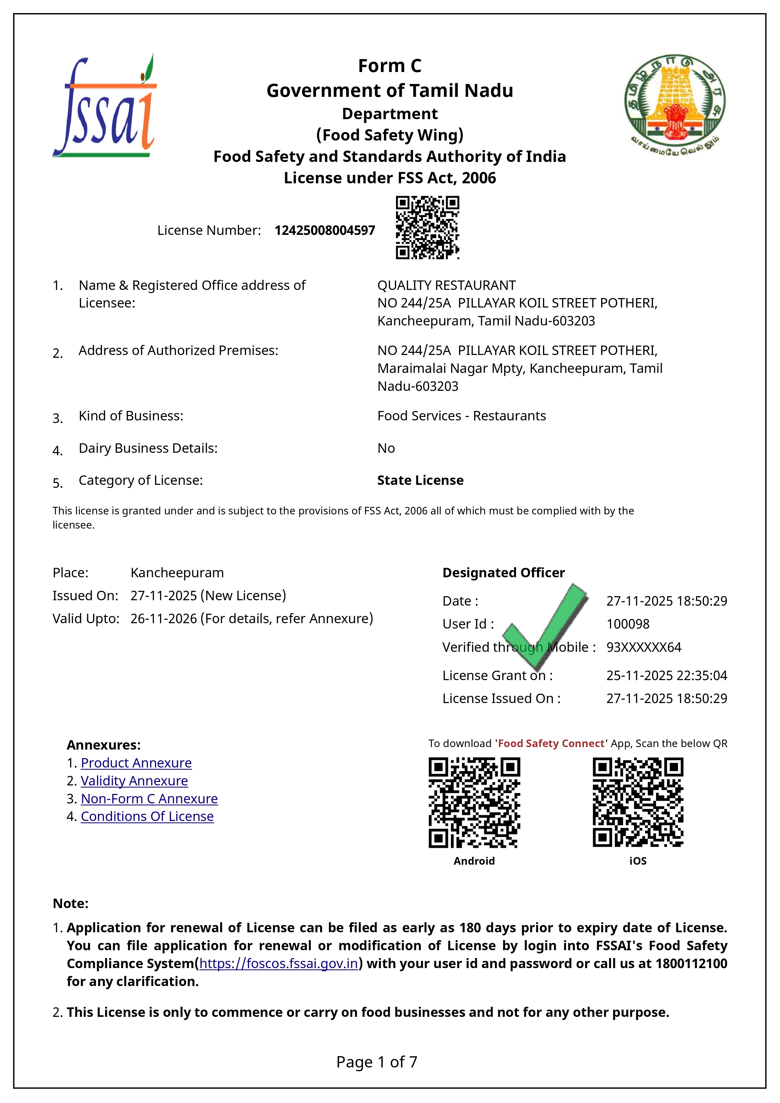 FSSAI Certificate